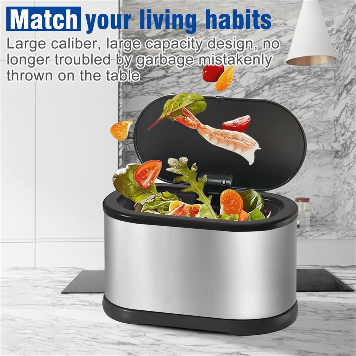 Compost Bin Countertop - MALL 미니 휴지통(뚜껑 포함), 4L 소형
