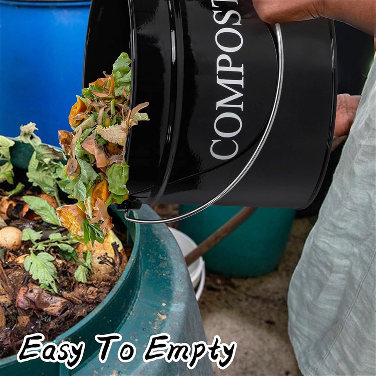 Compost Bin Countertop - 주방 조리대용 퇴비통, 뚜껑이 있는 주방용