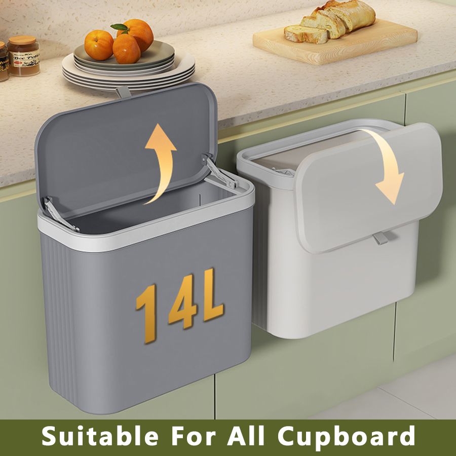 Compost Bin Countertop - ONEKA 주방 쓰레기통 뚜껑 걸이식 쓰레기통,